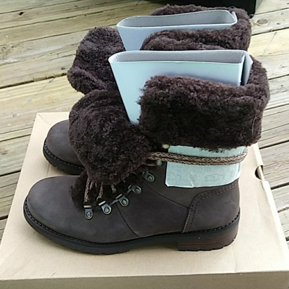fraser shearling and suede combat booties